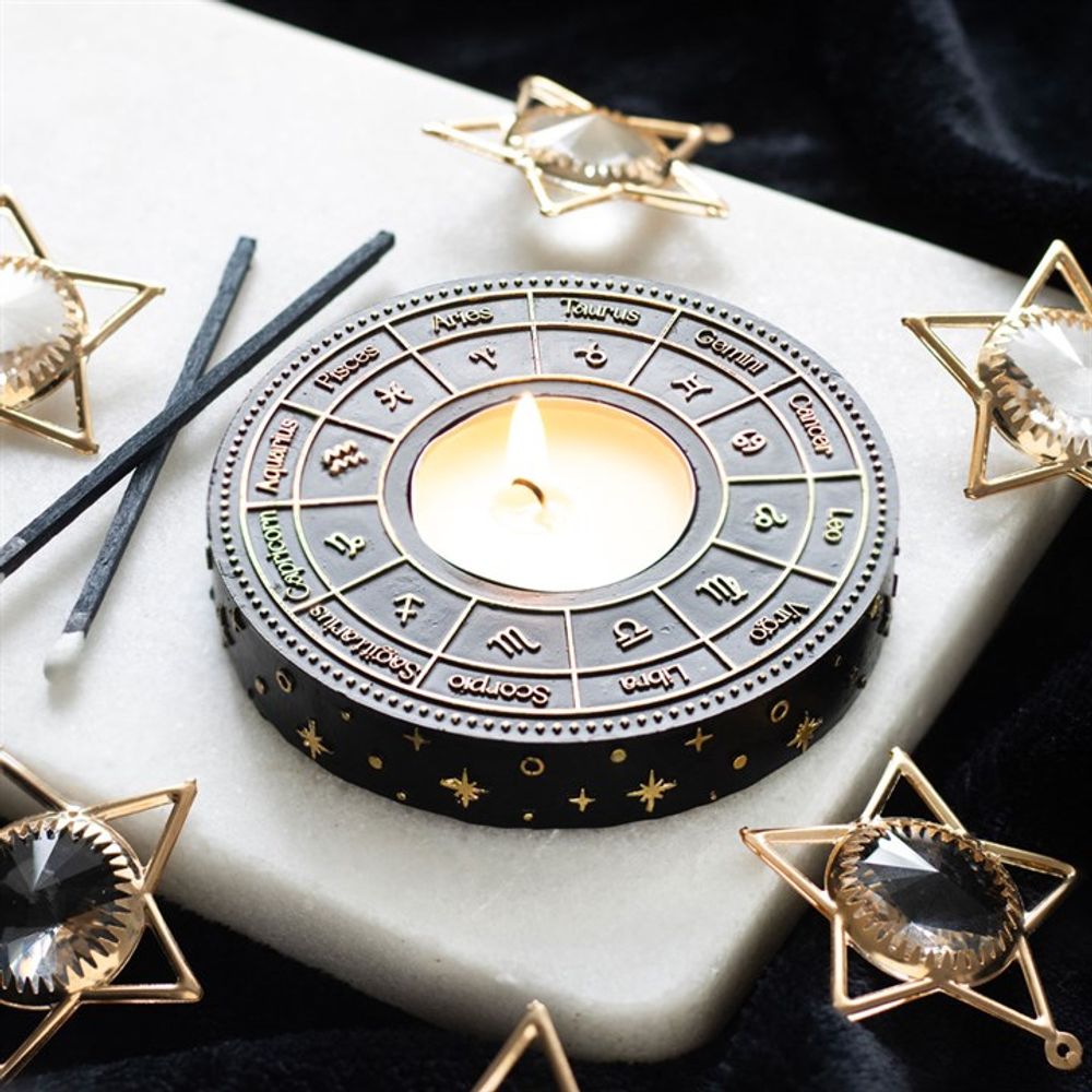 Astrology Wheel Tealight Candle Holder