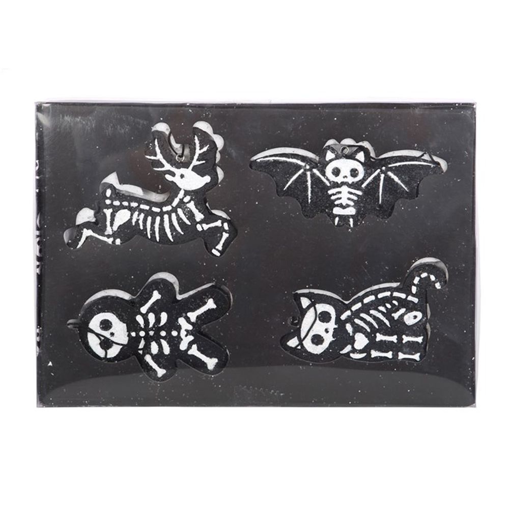 Set of 4 Black Creepy Skeleton Cookie Ornaments