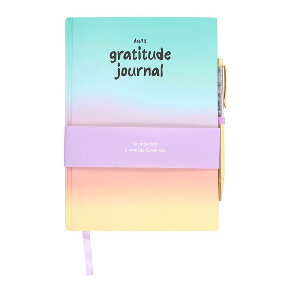 Multicoloured Gratitude Journal with Amethyst Pen